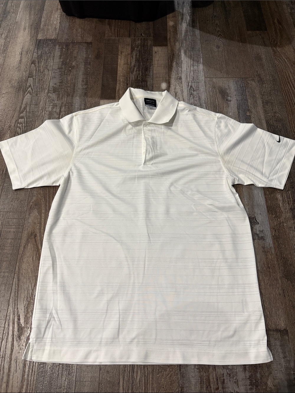 Nike White Men’s Short-Sleeve Polo with Subtle Stripe